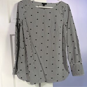 Talbots Black and White Striped Blouse